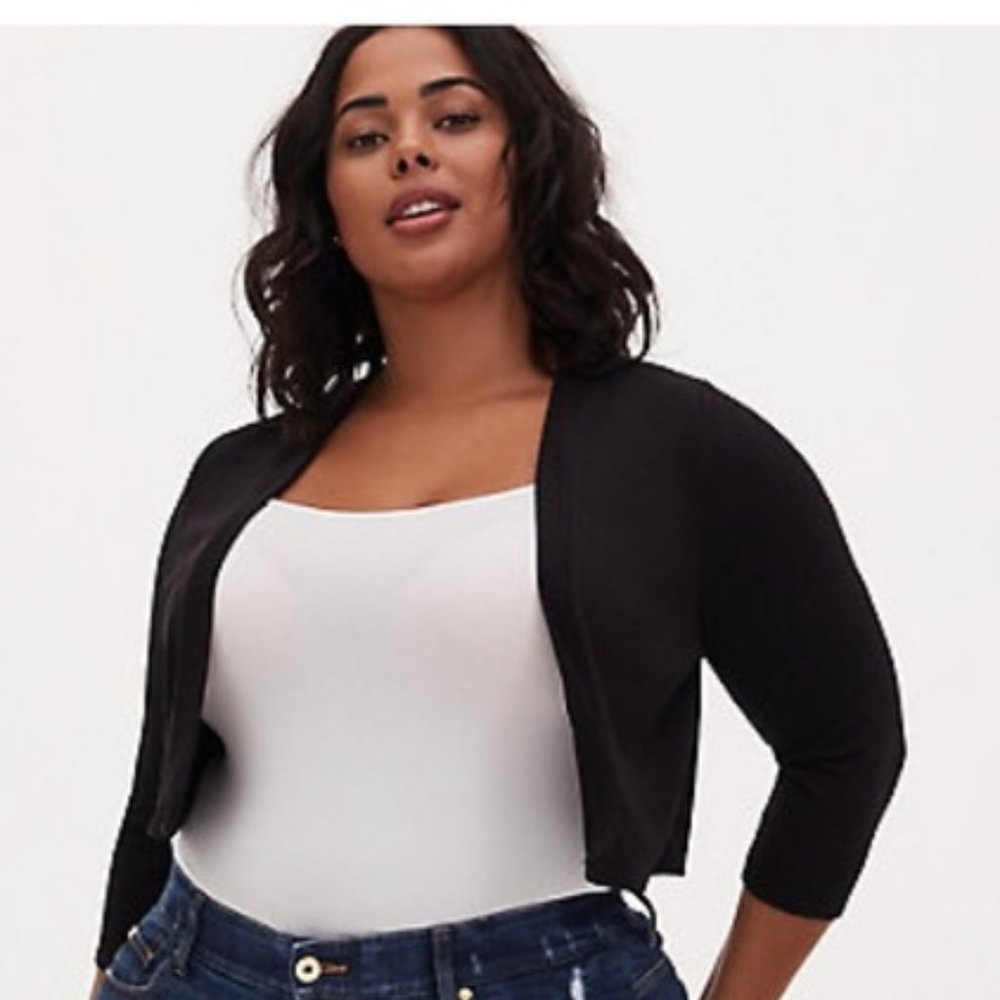 Torrid Black Lightweight Open Front 3/4 sleeve Shrug Size 6X